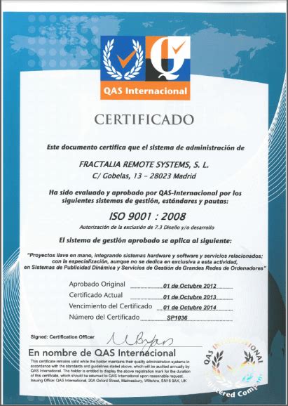 Fractalia Obtiene La Certificación Iso 9001 2008 De Gestión De Calidad