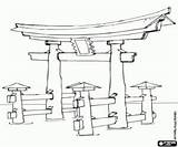 Shrine Coloring Itsukushima Torii Gate Designlooter Drawings Shinto Island 250px 67kb sketch template