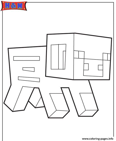 minecraft pig coloring pages printable