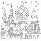 Ramadan Mosque Moschee Islam Erwachsene 1001 Crescent Orientalisch Noches Orient Orientale Masjid Muslim Zentangle Moons Twinkling Orientalische Adultos Bilder Arabe sketch template
