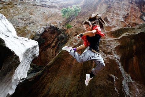 images person girl woman adventure stone jump jumping