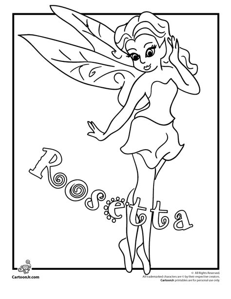 rosetta disney fairies coloring page cartoon jr tinkerbell