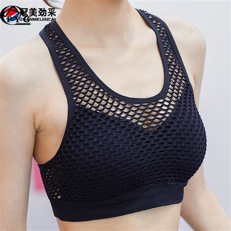 buy mesh hollow out breathable yoga bras sports bra