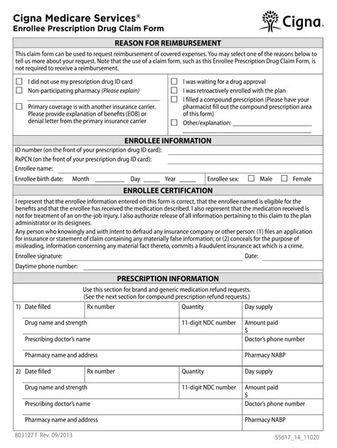 Enrollee Prescription Drug Claim Form Cigna Thank You Macys Fill Out