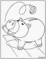Coloring Toy Story Hamm Bank Piggy Pages Drawings Disney Coloringpages7 sketch template