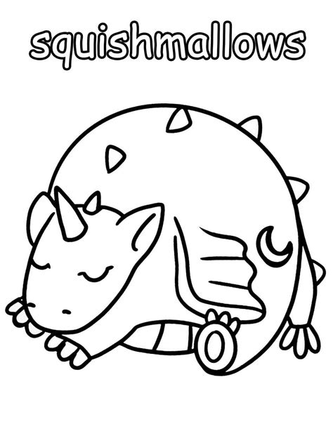big squishmallow unicorn sleeping coloring page  printable