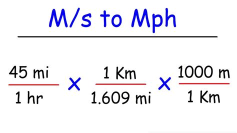 convert miles  hour  meters   mph  ms youtube