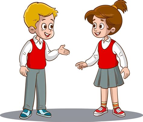 vector illustration  boy  girl students talking