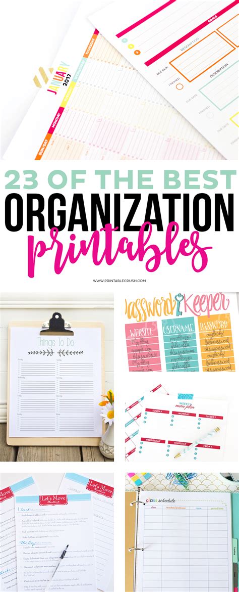 organization printables printable crush