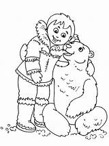 Coloring Inuit Polar Bear Eskimo Pages Template sketch template