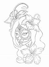Skull Sugar Tattoo Girl Roses Drawing Pretty Tattoos Mexican Coloring Pages Candy Deviantart Flowers Outline Skulls Lineart Found Flower Friend sketch template