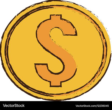 drawing gold coin money dollar royalty  vector image