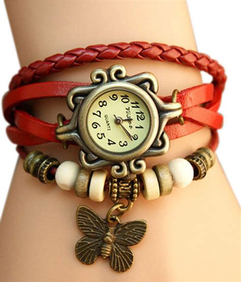 ak fashion leather round womens watch price in india buy