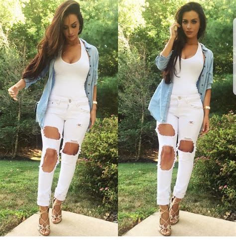 Pin By Jasmine On Cute Casual Outfits White Ripped Jeans