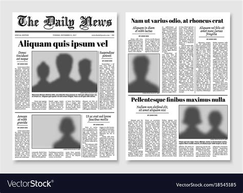 paper tabloid newspaper layout editorial vector image