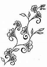 Vine Flowers Henna sketch template