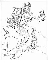 Mermaid Princess Coloring Pages Printable Mermaids Getdrawings Colorings sketch template