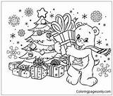 Pages Christmas Care Bears Coloring Holidays sketch template