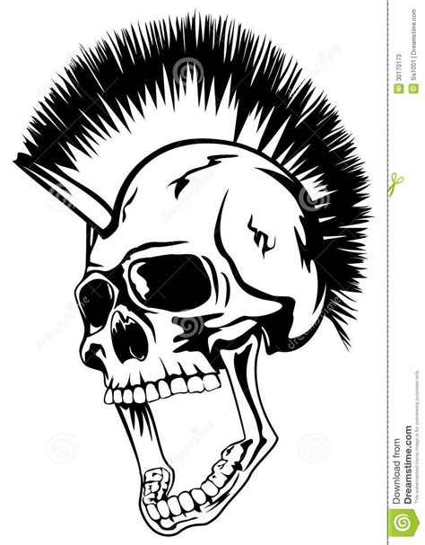 punk rock skull head punk skull stock  image  skull