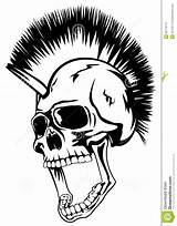 Punk Skull Mohawk Head Vector Tattoo Rock Tattoos Designs Coloring Drawing Skulls Pages Buy Stock Tattoodaze Rose sketch template