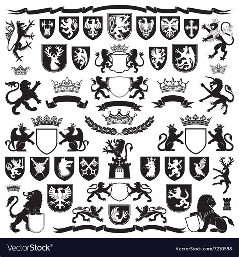 heraldry symbols  decorative elements vector image