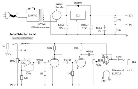 tube distortion pedal electronic schematic diagram