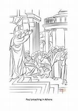 Athens Paul Preaching Colouring Sheet sketch template
