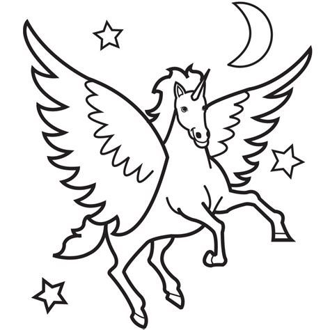 winged unicorn coloring pages clipart