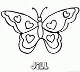 Kleurplaten Jill Naam Vlinder Mariposas Mariposa Butterflies Papillons Hartjes Corazones Borboleta Coloriage Papillon Imprimer sketch template