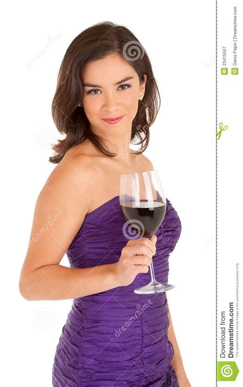 beautiful woman holding a glass of wine stock image