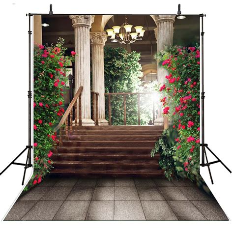 wedding photography backdrops flowers vinyl backdrop  photography staircase background