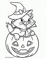 Coloring Halloween Cat Witch Hat Pages Pumpkin Disney Kids sketch template