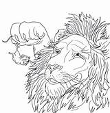 Coloring Lion Mouse Getdrawings sketch template