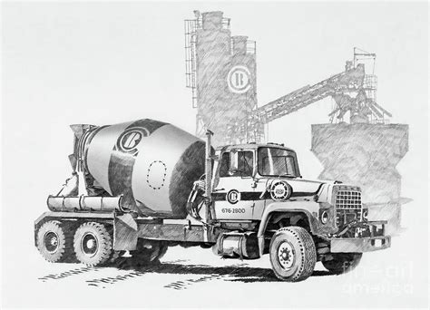 cement truck portrait drawing  james williamson fine art america