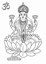Lakshmi Coloring Pages Mata Printable Hinduism Kids Adults sketch template