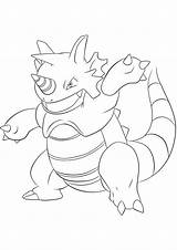 Pokemon Rhydon Coloring Generation Pages Type Kids Rock sketch template