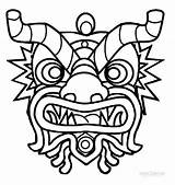 Chinese Year Dragon Coloring Kids Mask Pages Printable Colouring Drawing Choose Board sketch template