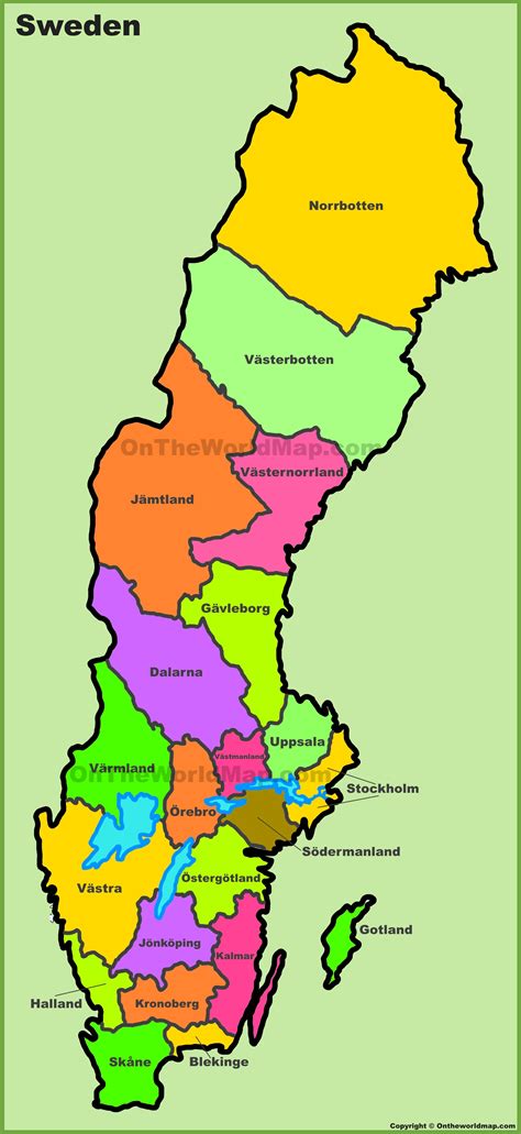administrative divisions map  sweden