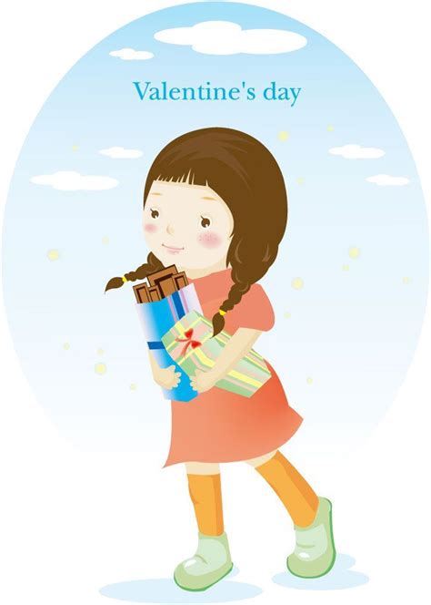 cartoon girl female characters valentine s day vector korea shy girl cartoon character