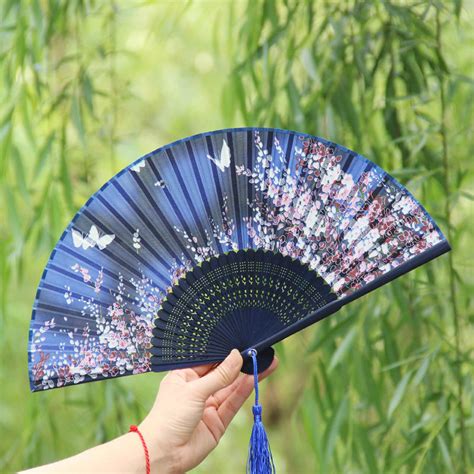japan silk dance fan hand fan bamboo folding fan butterfly flower