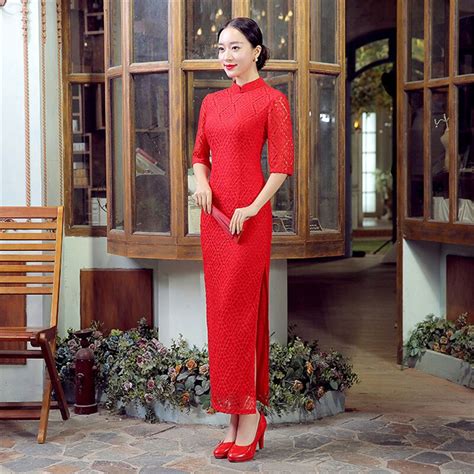 Shanghai Story High Grade Lace Cheongsam Long Cheongsam Qipao Dress