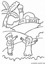 Muslimah Mewarnai Sketsa Islam Ramadan Disimpan sketch template