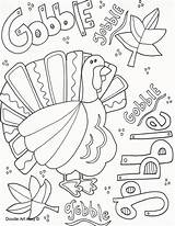 Coloring Thanksgiving Pages Doodle Alley Gobble Turkey sketch template