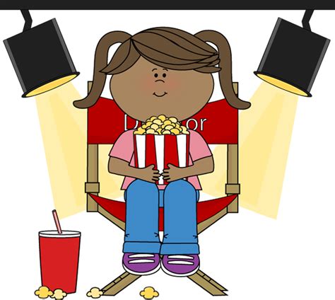 Girl Eating Popcorn In Directors Chair Clip Art Girl Eating Popcorn