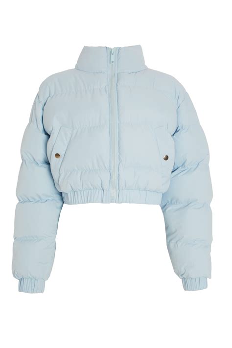 blue cropped puffer jacket quiz clothing