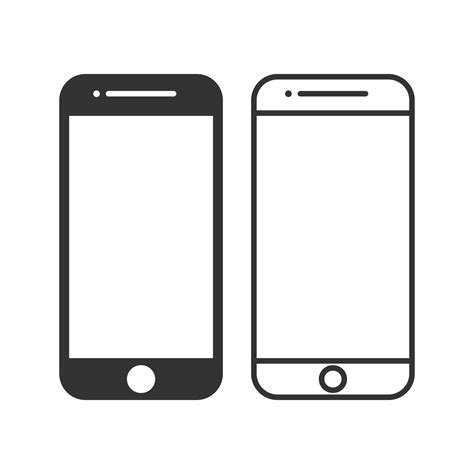 collection  simple smartphone mobile phone icon solid  outline