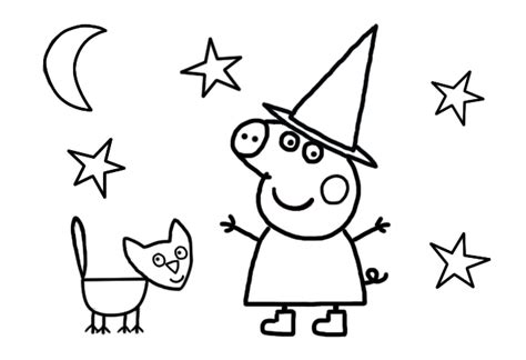 peppa pig halloween colouring page  preschoolers
