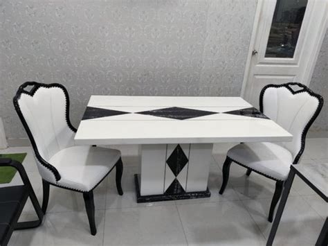 gbm luxury white marble dining table set  seater  seater rs