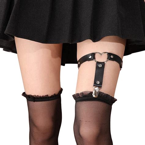 pc heart elastic leg garter straps pu leather garter belt punk gothic