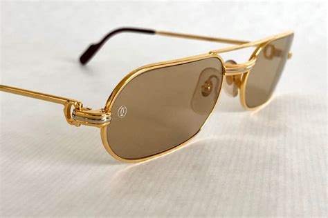 cartier  louis cartier  gold vintage sunglasses full set   stock